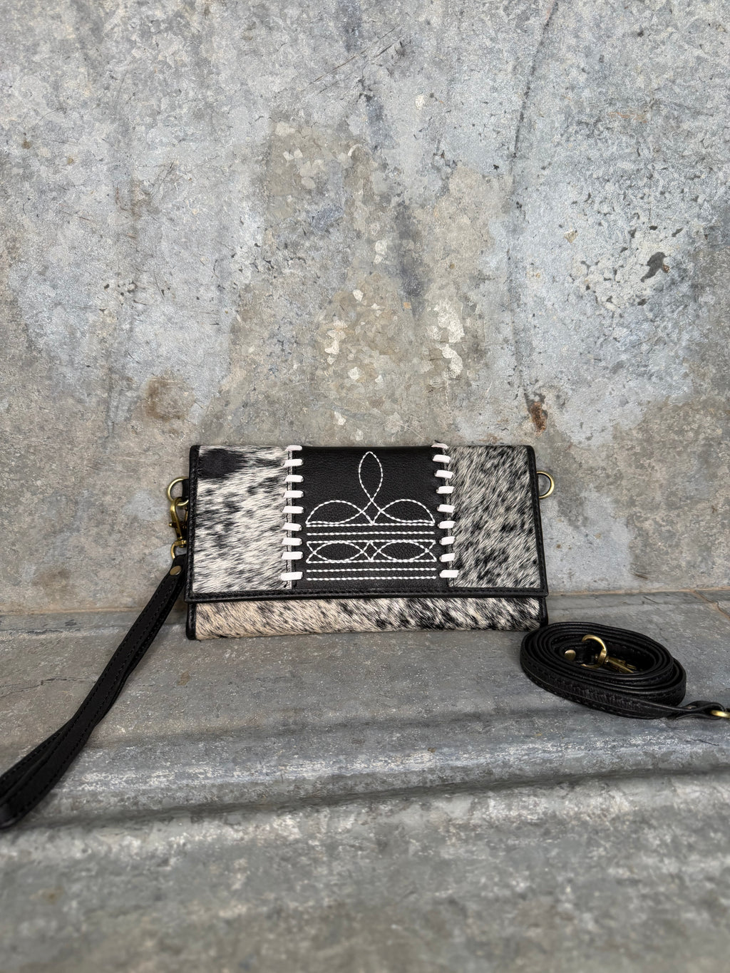 Black Cowhide Wallet/Crossbody