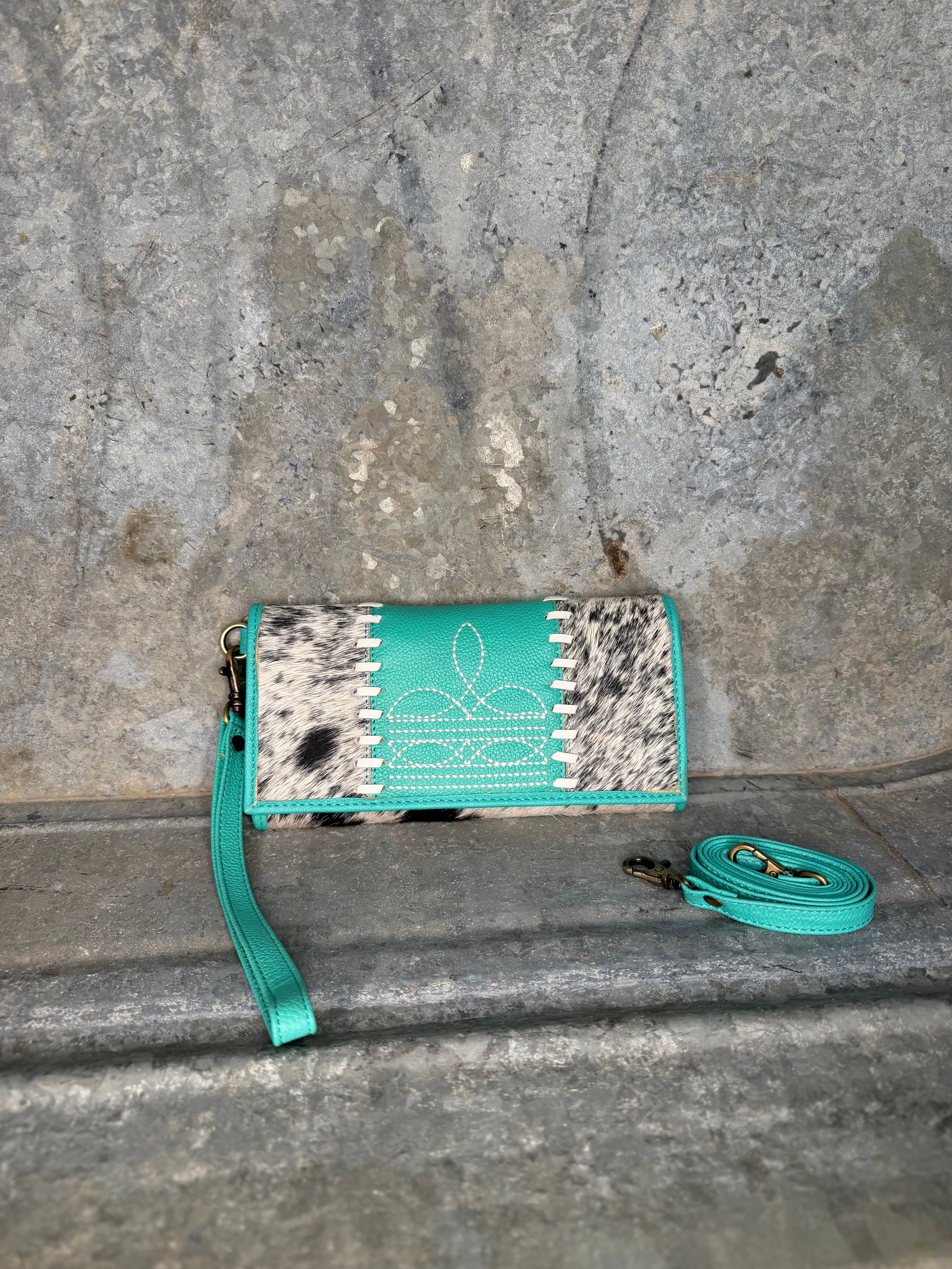 Turquoise Cowhide Wallet/Crossbody