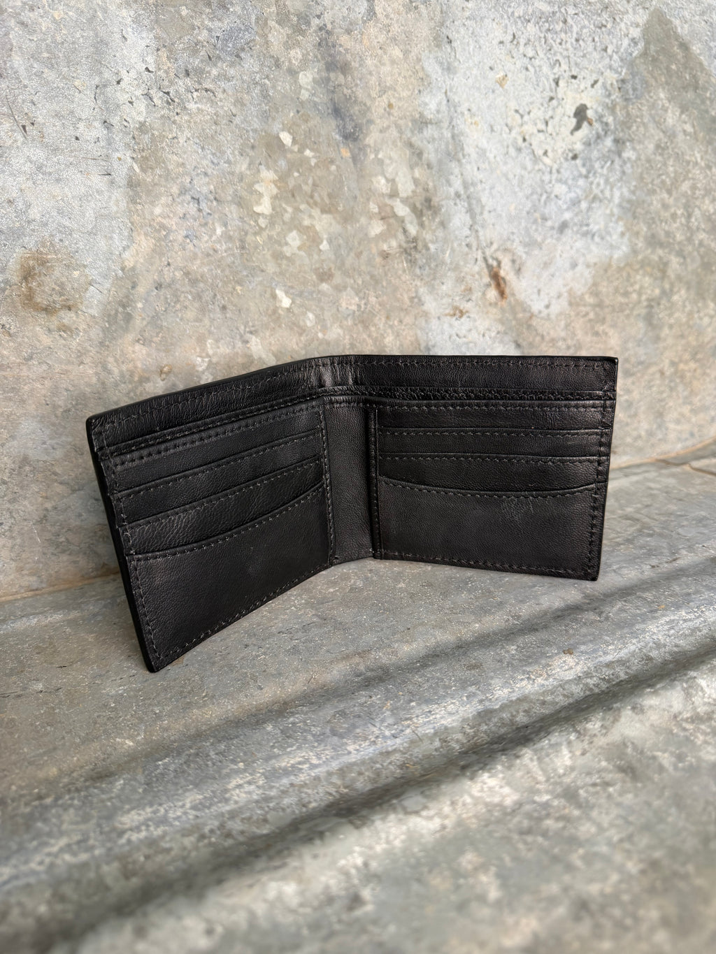 Tooled Leather & Cowhide Bifold Wallet