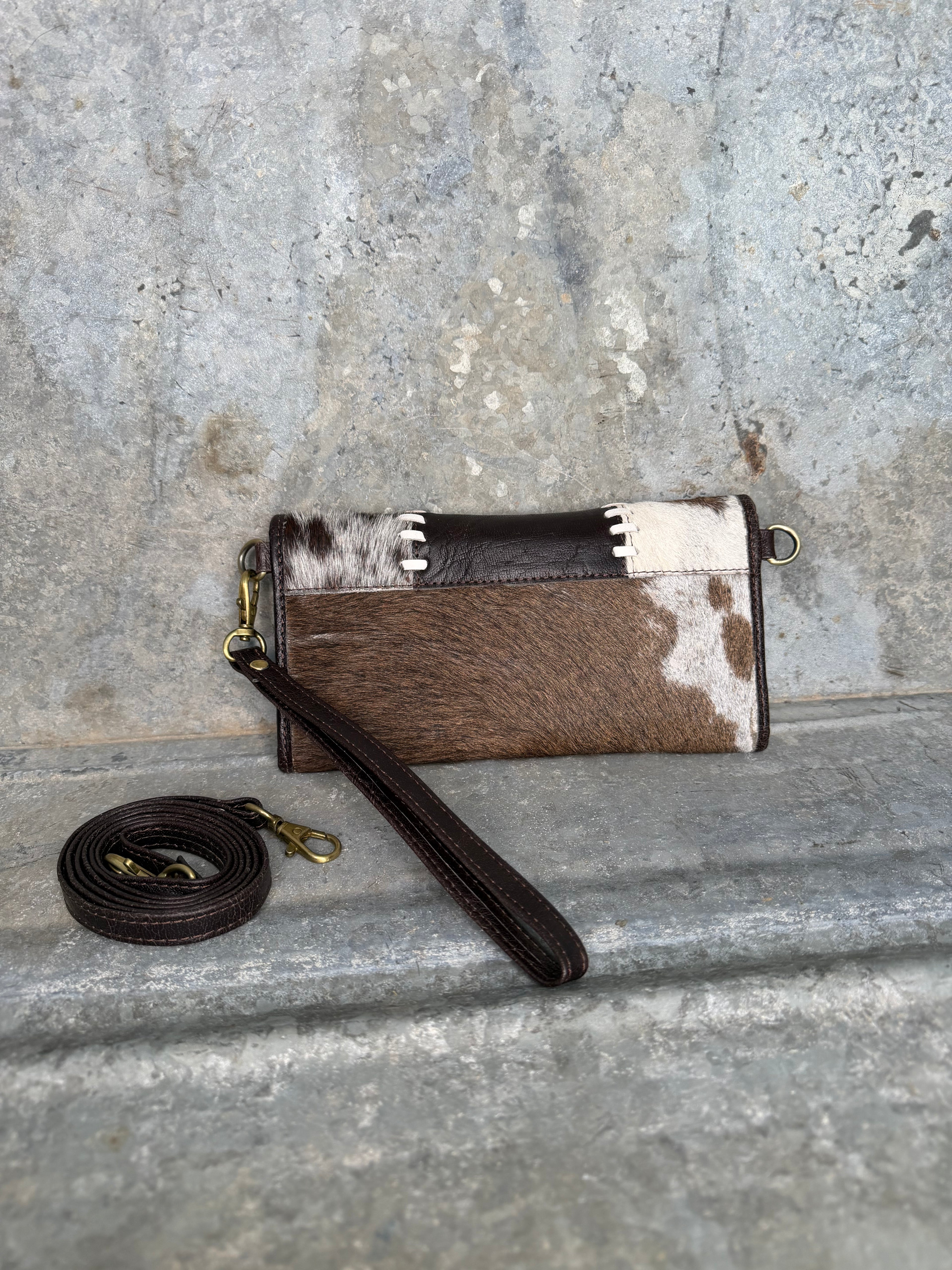 Cowhide Whipstitch Wallet/Crossbody