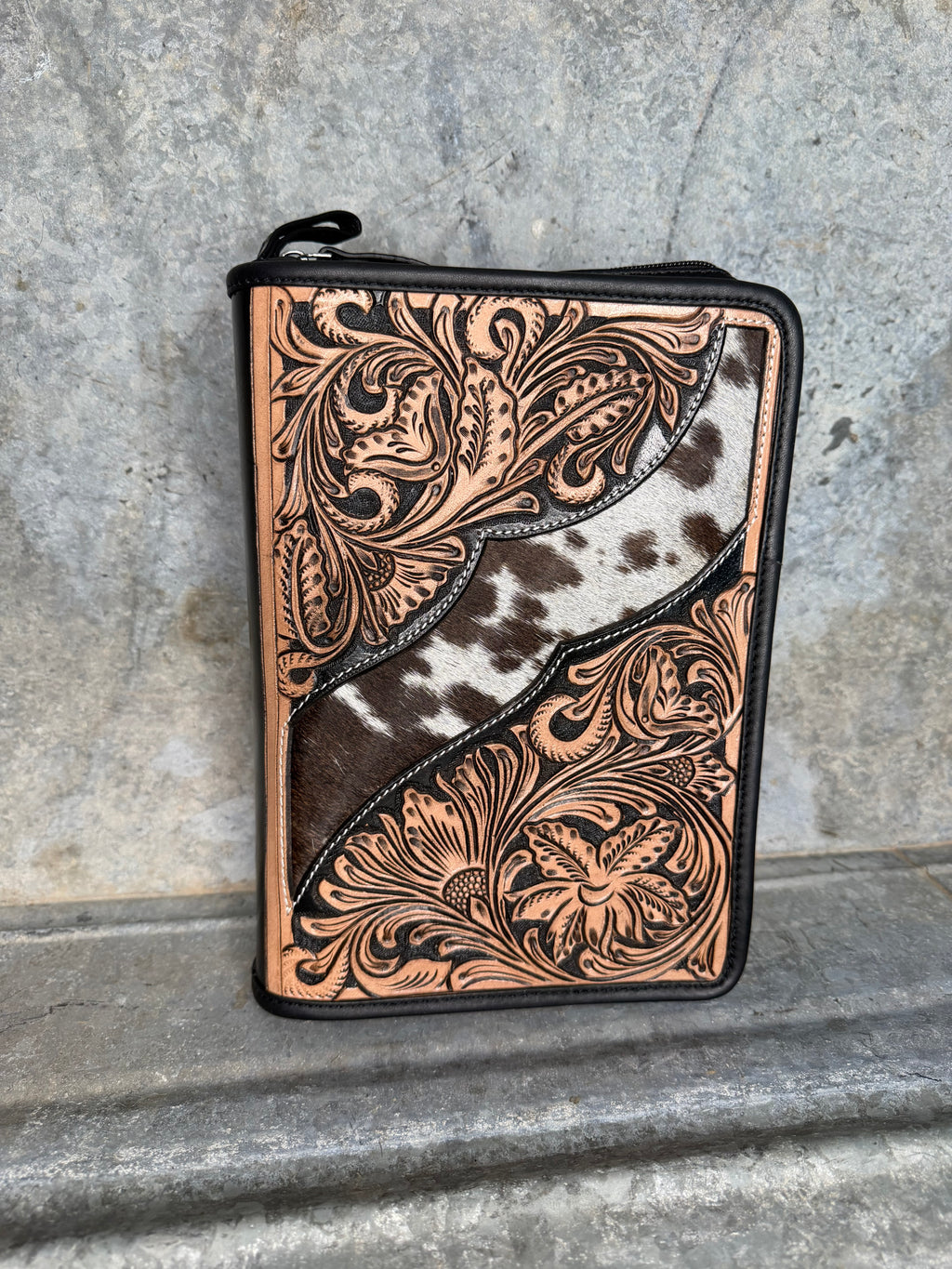 Tooled Leather and Cowhide Bible Cover