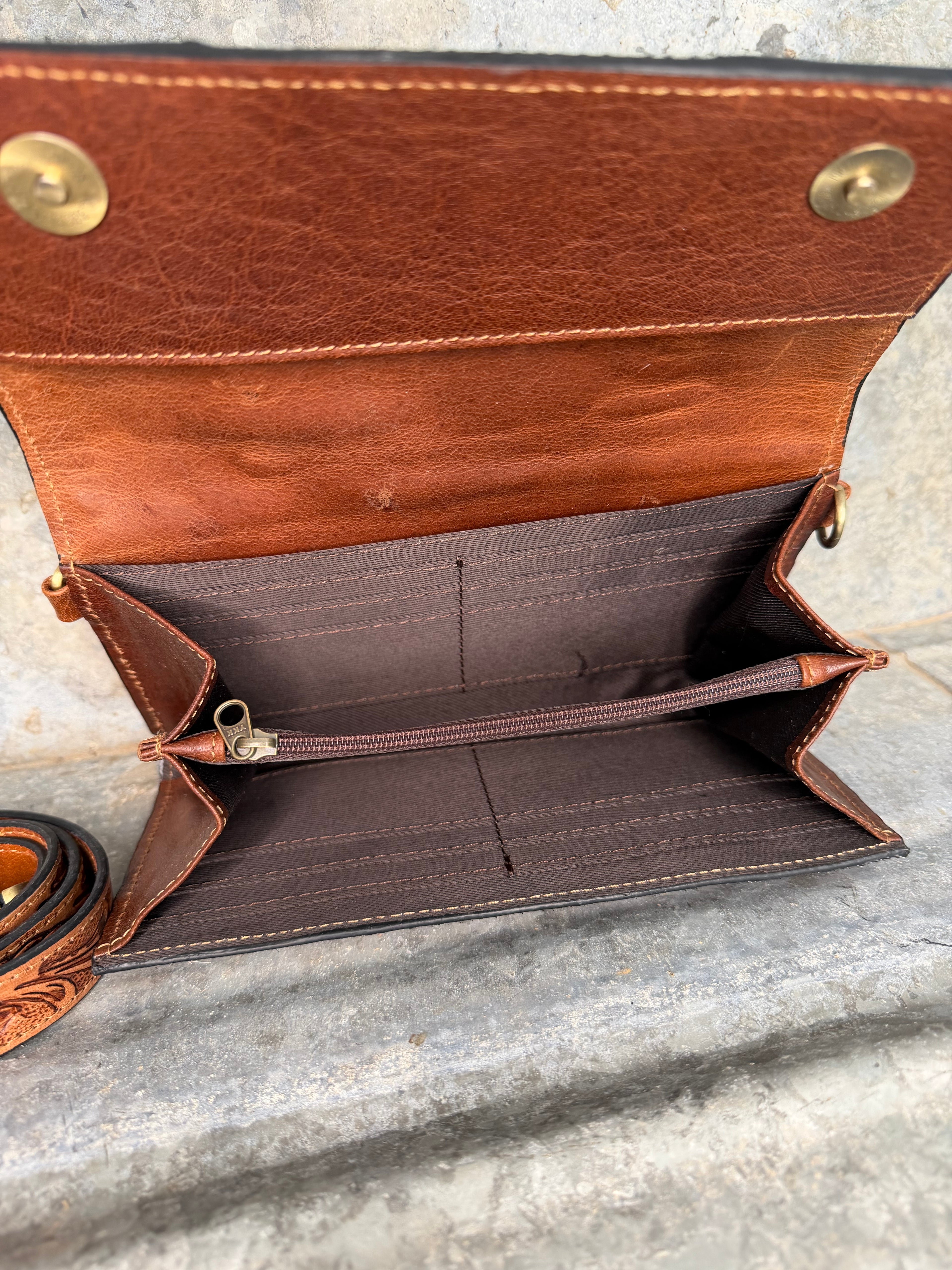 Tooled Cowhide Wallet/Crossbody