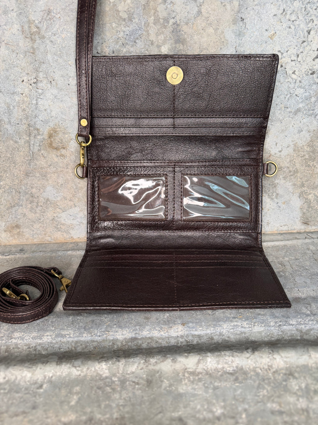 Cowhide Whipstitch Wallet/Crossbody