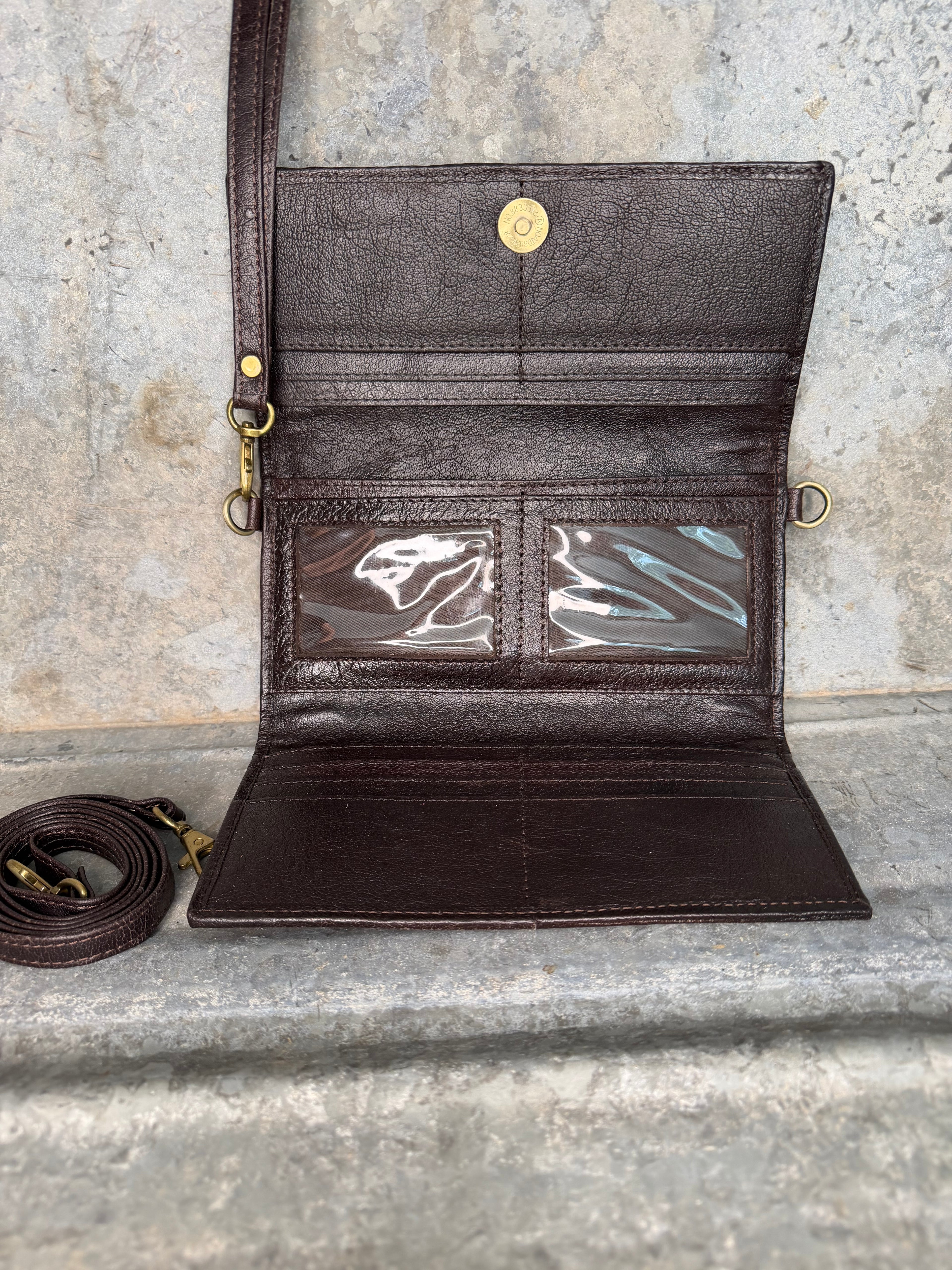 Cowhide Whipstitch Wallet/Crossbody