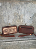 Tooled Floral Zip Around Wallet