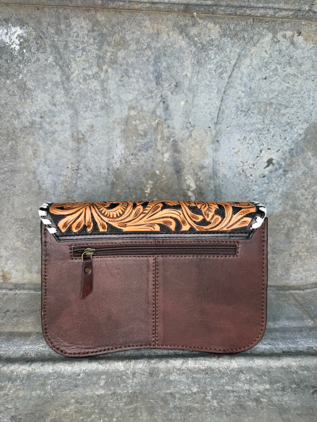 Sunflower Tooled Cowhide Crossbody