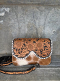 Sunflower Tooled Cowhide Crossbody
