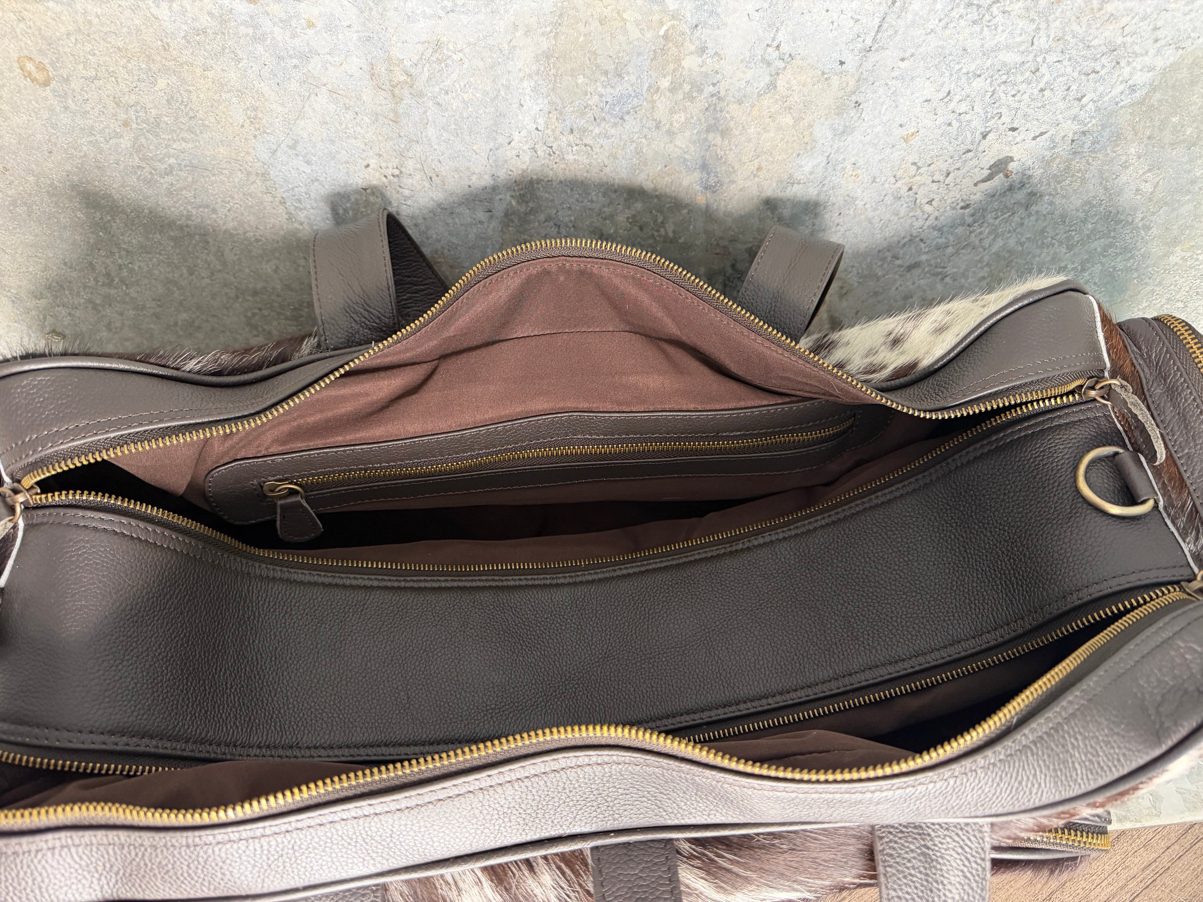 Cowhide 2 Compartment Travel Bag