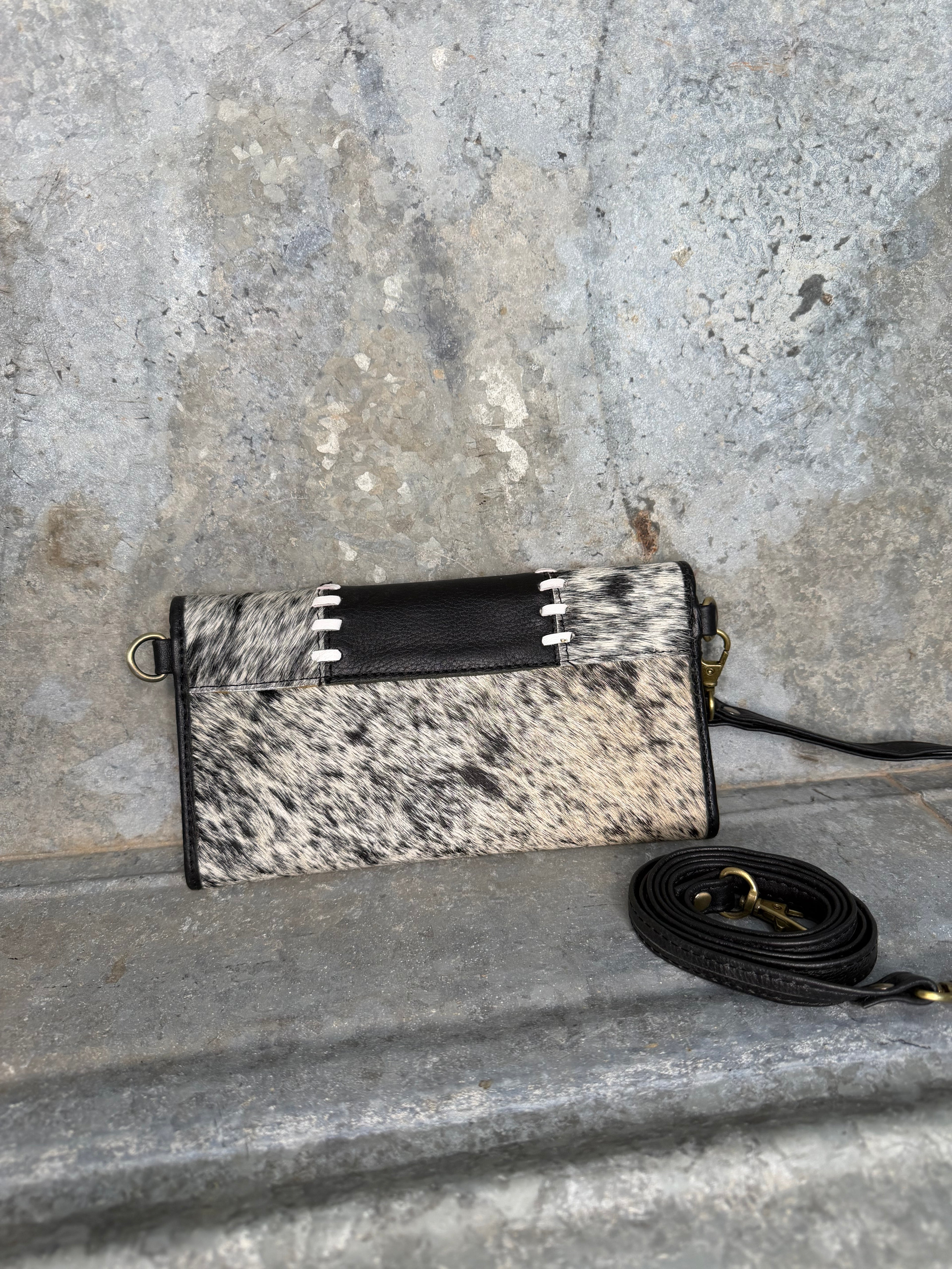 Black Cowhide Wallet/Crossbody